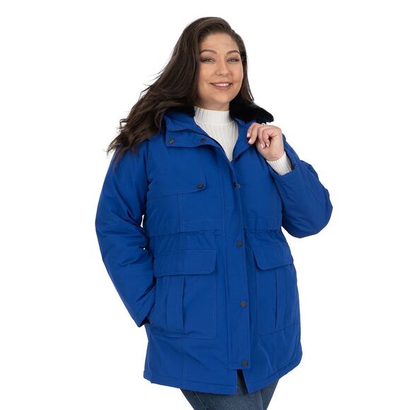 Fleet Street Storm Weight Puffer Coat Cobalt Blue Womens Plus Size 2X Hooded - Picture 1 of 13